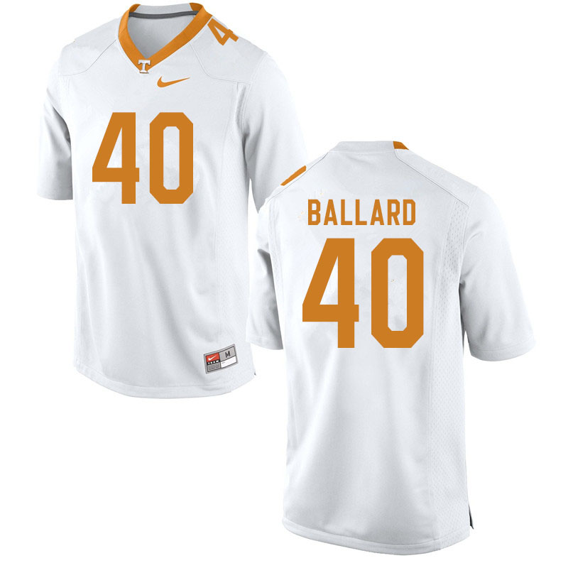 Men #40 Matt Ballard Tennessee Volunteers College Football Jerseys Sale-White